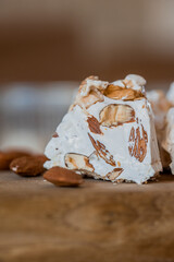 Sardinian artisanal nougat whit almonds and wildflower honey, Torrone Sardo artigianale con noci e miele Millefiori