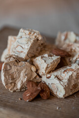 Sardinian artisanal nougat whit almonds and chestnut honey, Torrone Sardo artigianale con mandorle e miele di Castagno