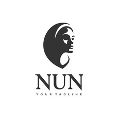 head nun silhouette logo vector illustration