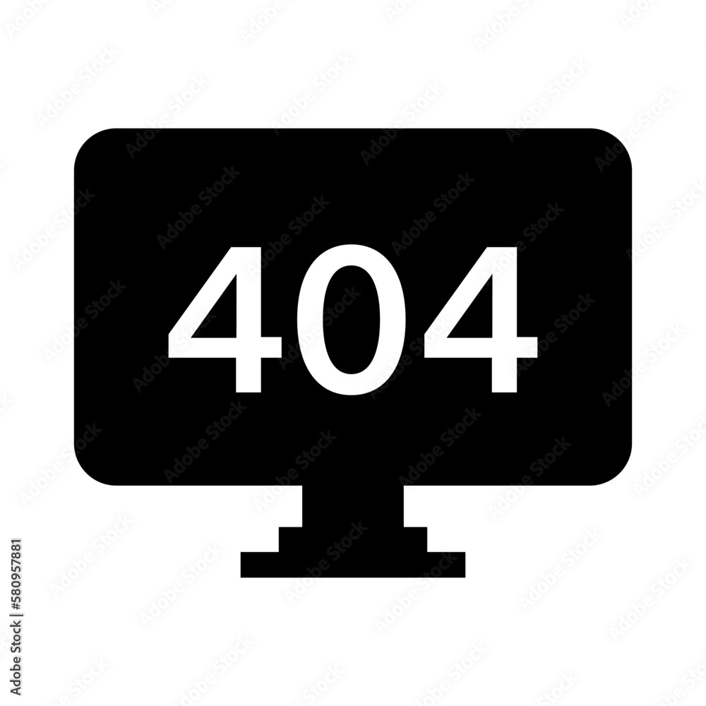 Poster 404 error computer silhouette icon. vector.