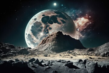 View of the space from the moon. Elements of this image furnished by NASA. Generative AI
