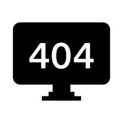 404 error computer silhouette icon. Vector.