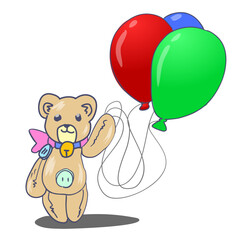 teddy bear with balloons