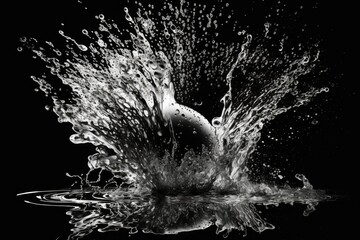 Splash Of Water On A Black Background. Generative AI