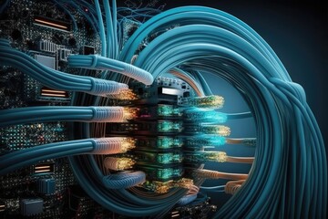 data center is connected by optical fiber connections. Generative AI