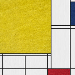 Abstract composition with colored rectangles.