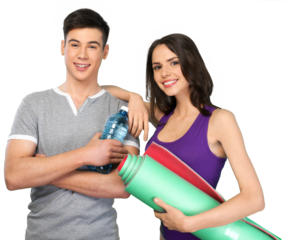 Young fitness couple in the studio