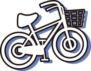 自転車(ママチャリ)　白×黒×ブルー