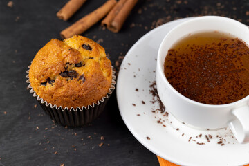 hot tea brewed in a white mug