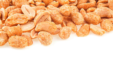 Chili spicy peanuts pile isolated on a white background