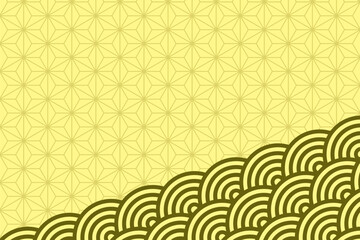 日本風イラスト背景☆青海波・麻の葉模様☆ベクター素材	
