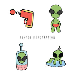 UFO and alien cartoon illustration
