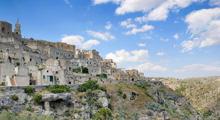Fototapeta na wymiar View on old town Matera in Puglia- Italy at the edge of cliff
