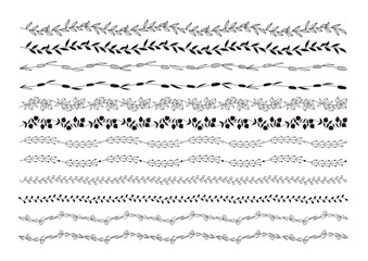 美しい線画のボタニカルのライン花　シンプル、線画、黒線、ナチュラル　