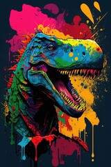 Pop art dinosaur.Generative AI