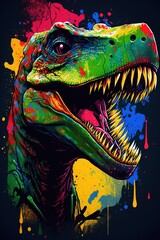 Pop art dinosaur.Generative AI