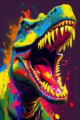 Naklejka premium Pop art dinosaur.Generative AI