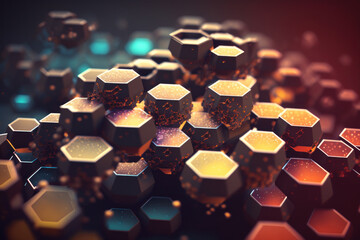 three dimensional hexagonal fractal abstract background, Generative AI