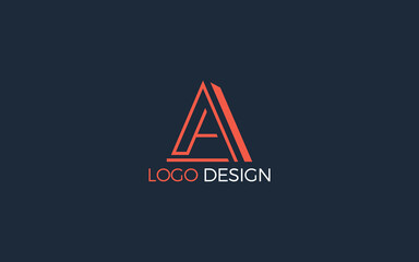 Lettermark logo of letter A is made with lines in a simple and modern shape