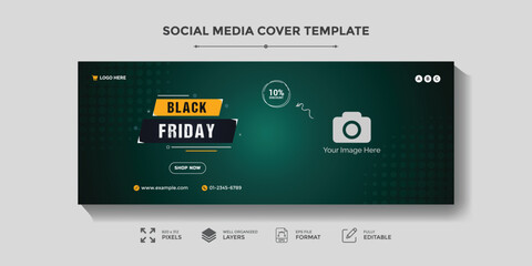 Black Friday Fashion sale social media cover or web banner template