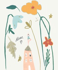 Home with flowers. Home feeling, doing yoga in the garden