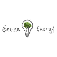Bulb with green tree, eco banner, green energy