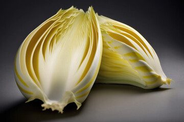 Premium Close up view of Endives. Vegan themed, healthy cooking concept. Generative AI.