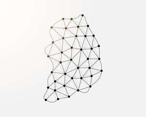 South Korea low poly symbol with connected dots. Republic of Korea design vector illustration. Country map polygonal wireframe illustration