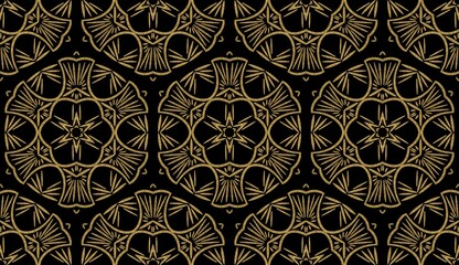 Seamless Repeating Pattern Tile Gold Black - 580964636
