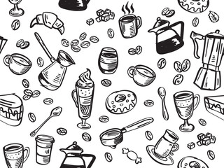 coffee seamless vector pattern with ripped elements