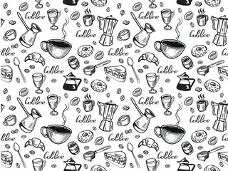 coffee seamless vector pattern with ripped elements