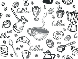 coffee seamless vector pattern with ripped elements