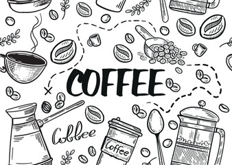 coffee seamless vector pattern with ripped elements