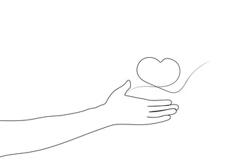 Volunteering. A human hand offers help and support. National Volunteer Banner, National Volunteer Month.