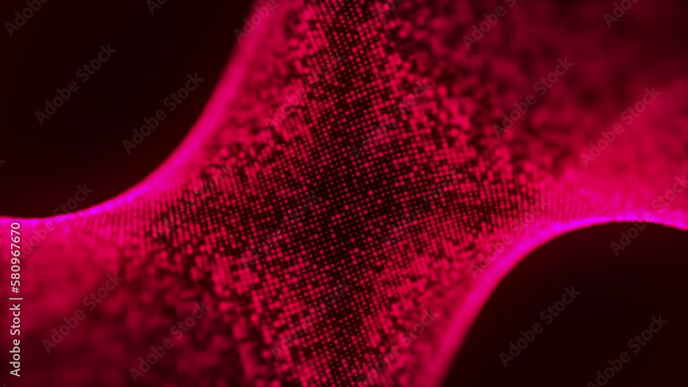 Aufkleber Digital technology background. Wave of glowing points. Futuristic background for presentation design. 3d rendering. 4k animation