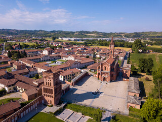 aerial view of Pollenzo, Bra, Cuneo, Piedmont, Italy - 580967680