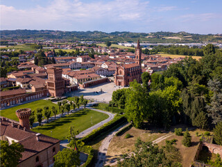 aerial view of Pollenzo, Bra, Cuneo, Piedmont, Italy - 580967691