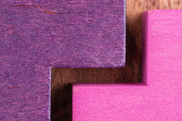 Abstract wooden background. Different shapes wooden blocks.