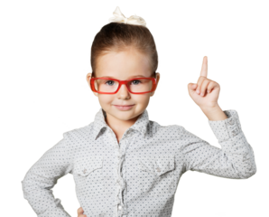 Cute little school girl wearing glasses