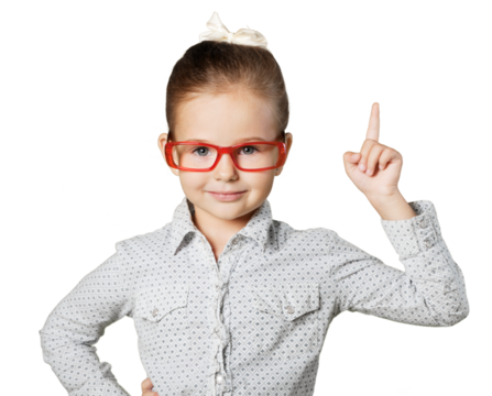 Cute little school girl wearing glasses