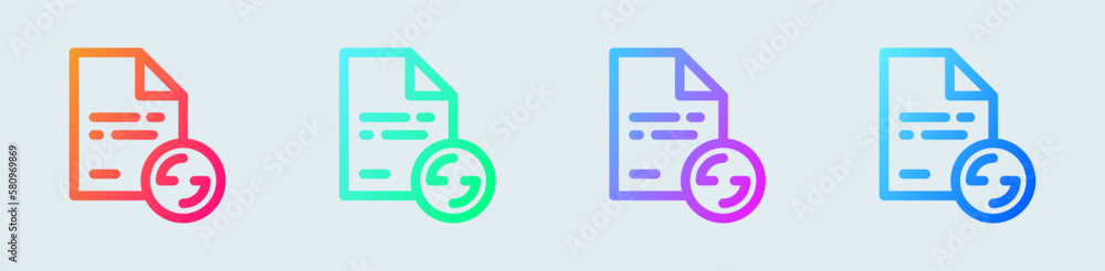 Poster file transfer line icon in gradient colors. data signs vector illustration.
