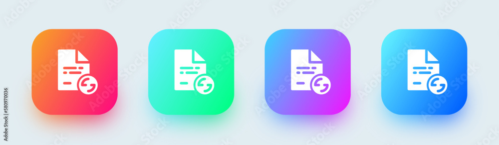 Poster file transfer solid icon in square gradient colors. data signs vector illustration.