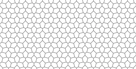Vector seamless floor pavement tessellation. Pentagon grid shape texture. Digital wallpaper idea.