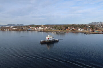 Fototapeta na wymiar Ferry in fjord Oslo Norway scandinavia europe