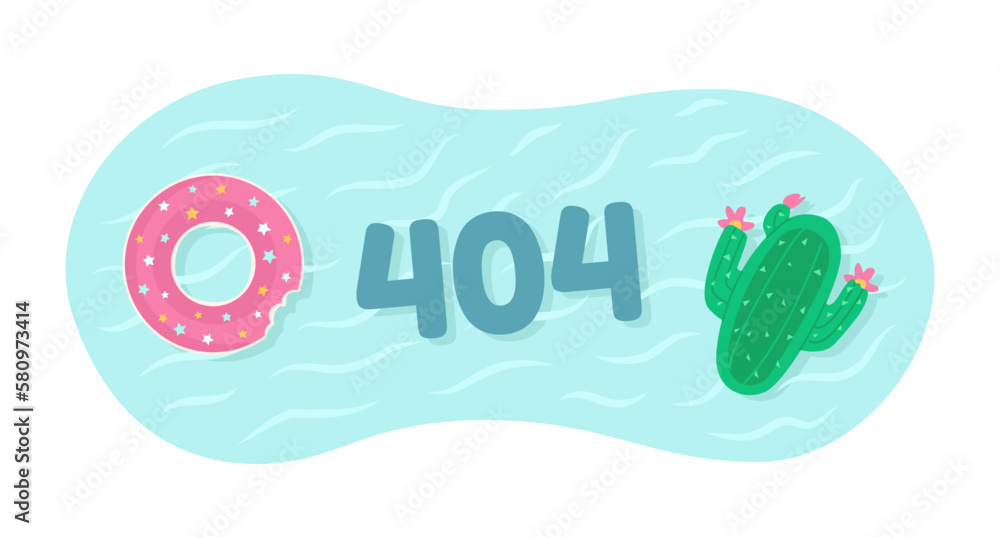 Poster swimming rings for party vector empty state illustration. editable 404 not found page for ux, ui des