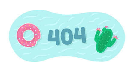 Swimming rings for party vector empty state illustration. Editable 404 not found page for UX, UI design. Flat spot image on colorful background. Web error flash message. Fredoka One Regular font used