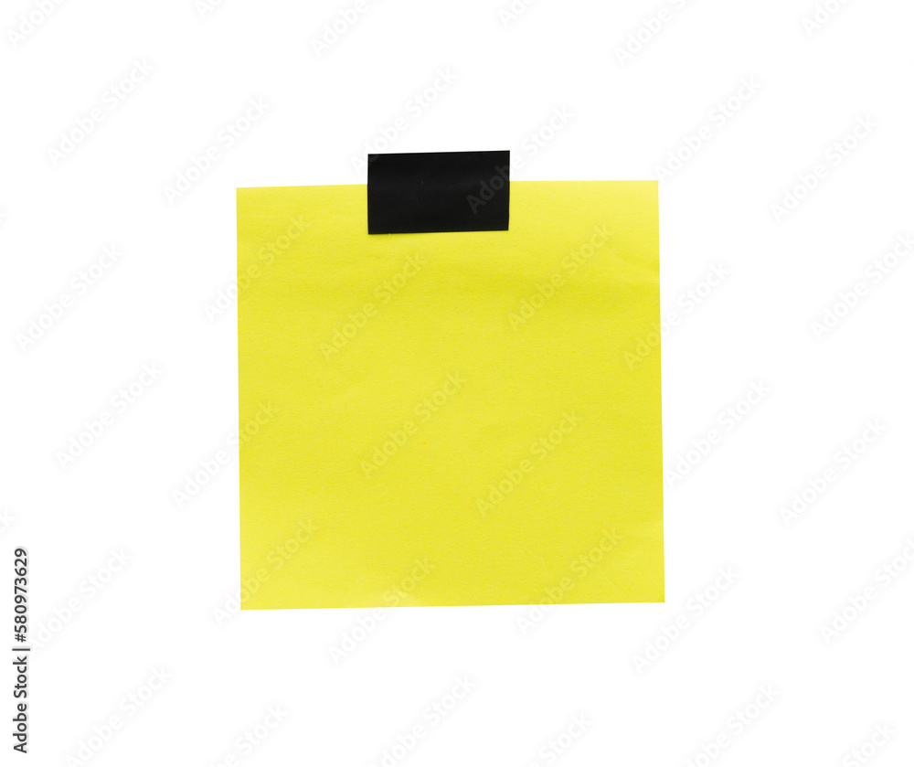 Wall mural yellow sticky note paper with black tape