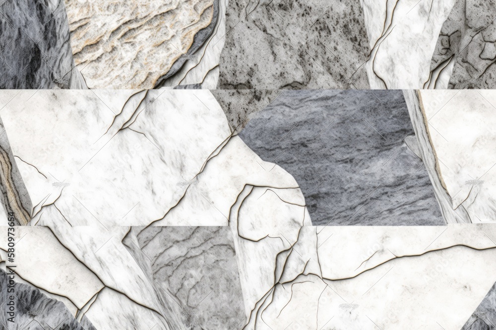 Aufkleber natural stone pattern white gray texture and background. generative ai