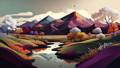 landscape with mountains