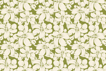Floral pattern seamless vector background. Foliage and flower wallpaper design of nature.